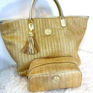 Lilly Pulitzer Bristole Straw Tote Set